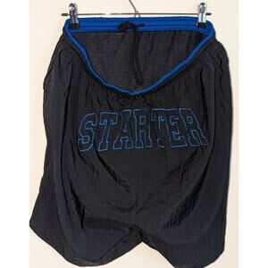 Starter Mens XL Vintage Blue Spell Out Mesh-Lined 100% Nylon Swimming Trunks NWT